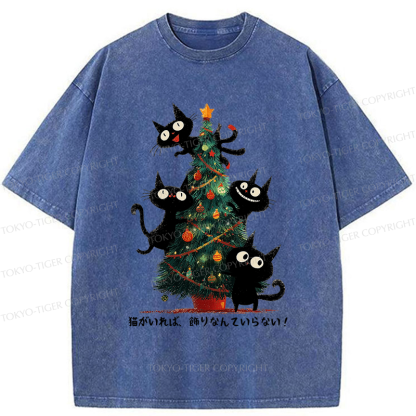 Tokyo-Tiger Who Needs Ornaments When You Have Cats? Washed T-Shirt