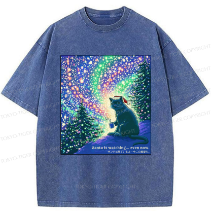 Tokyo-Tiger Santa Is Watching... Even Now Washed T-Shirt