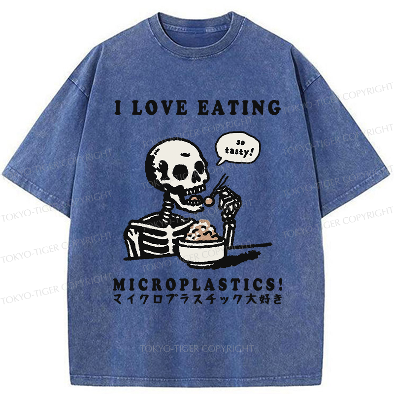 Tokyo-Tiger Funny Skeleton：Microplastic Crunch Washed T-Shirt