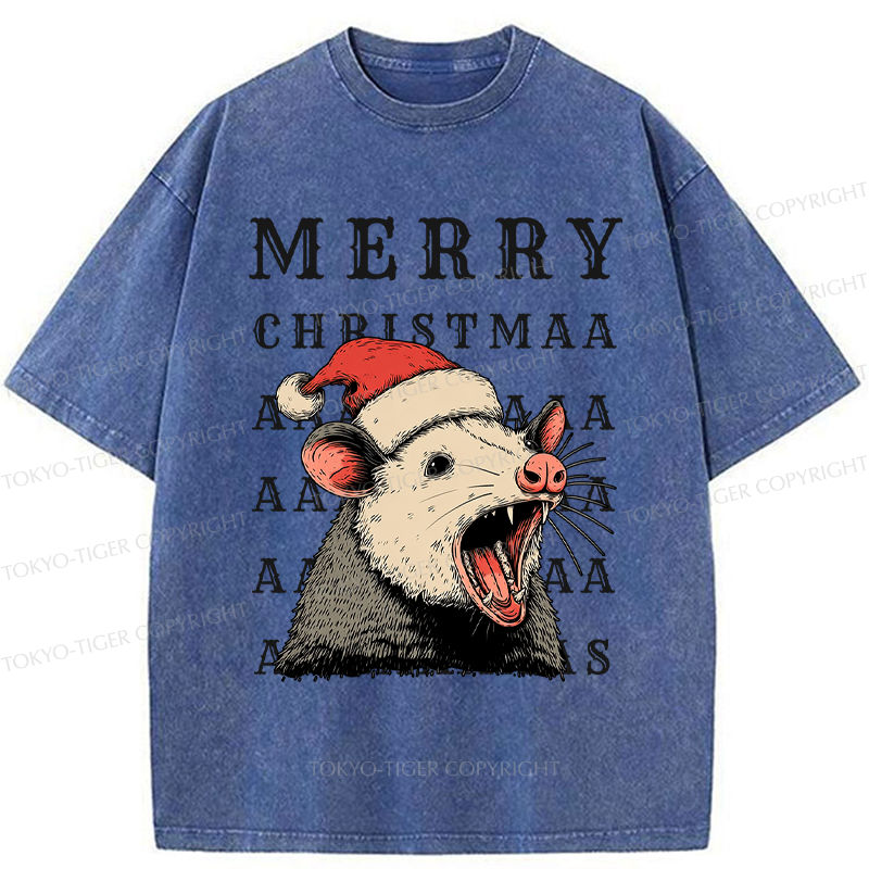 Tokyo-Tiger Opossum Merry Scream-mas Washed T-Shirt