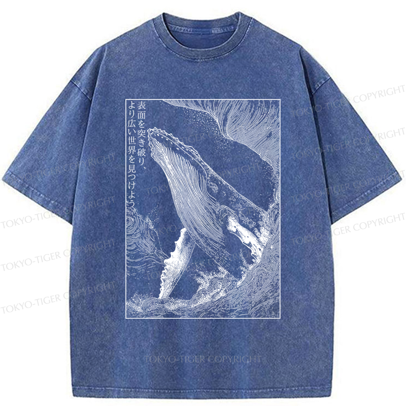 Tokyo-Tiger Whale：Break the surface, discover the world Washed T-Shirt