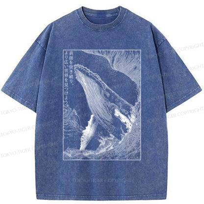 Tokyo-Tiger Whale：Break the surface, discover the world Washed T-Shirt