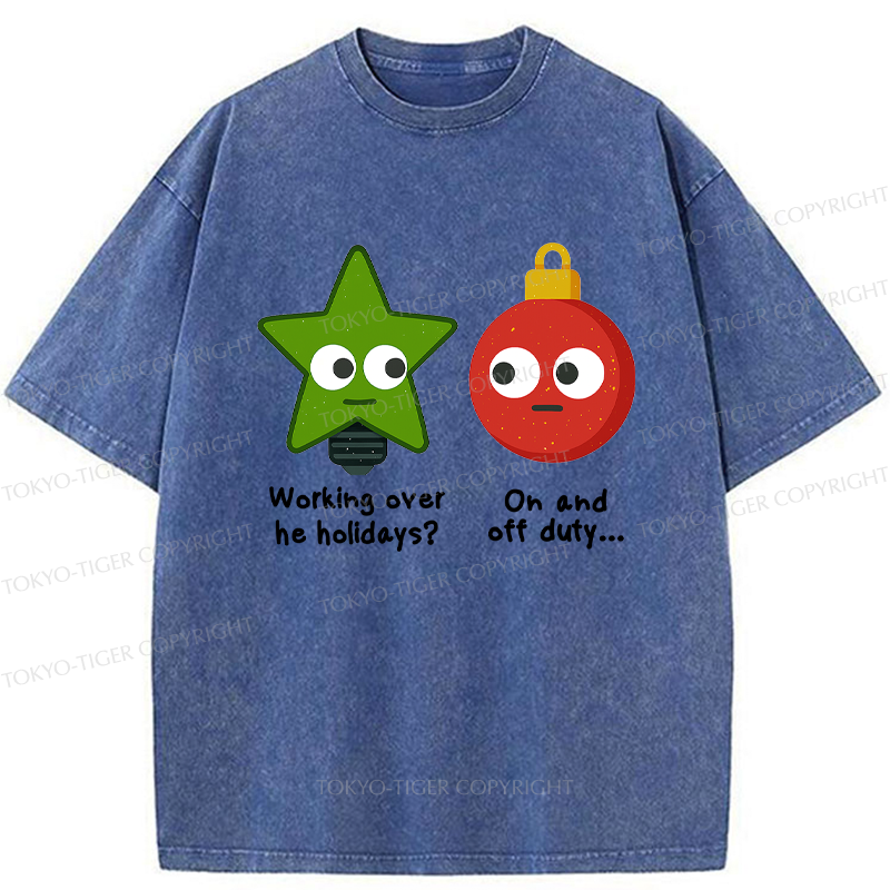 Tokyo-Tiger Festive Work Mode Meme Washed T-Shirt