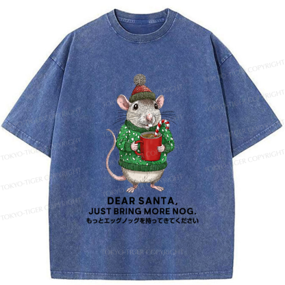 Tokyo-Tiger Nog-Loving Holiday Mouse Washed T-Shirt