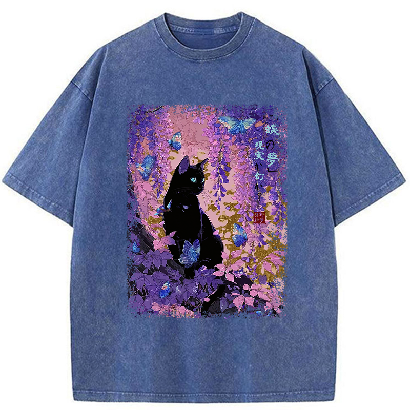 Tokyo-Tiger Dreamy Wisteria and Paws Washed T-Shirt