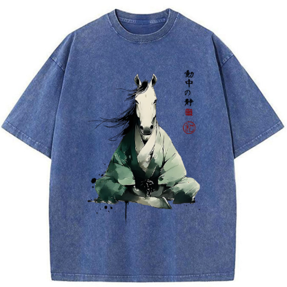 Tokyo-Tiger Zen Stallion Stillness In Motion Washed T-Shirt