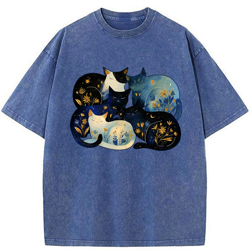 Tokyo-Tiger Recharging Cats Washed T-Shirt