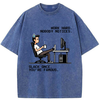 Tokyo-Tiger Hard Work, Who Cares? Washed T-Shirt