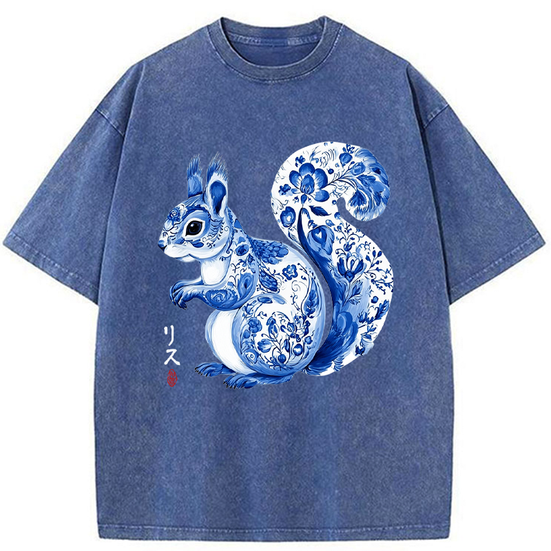 Tokyo-Tiger Porcelain Squirrel Washed T-Shirt