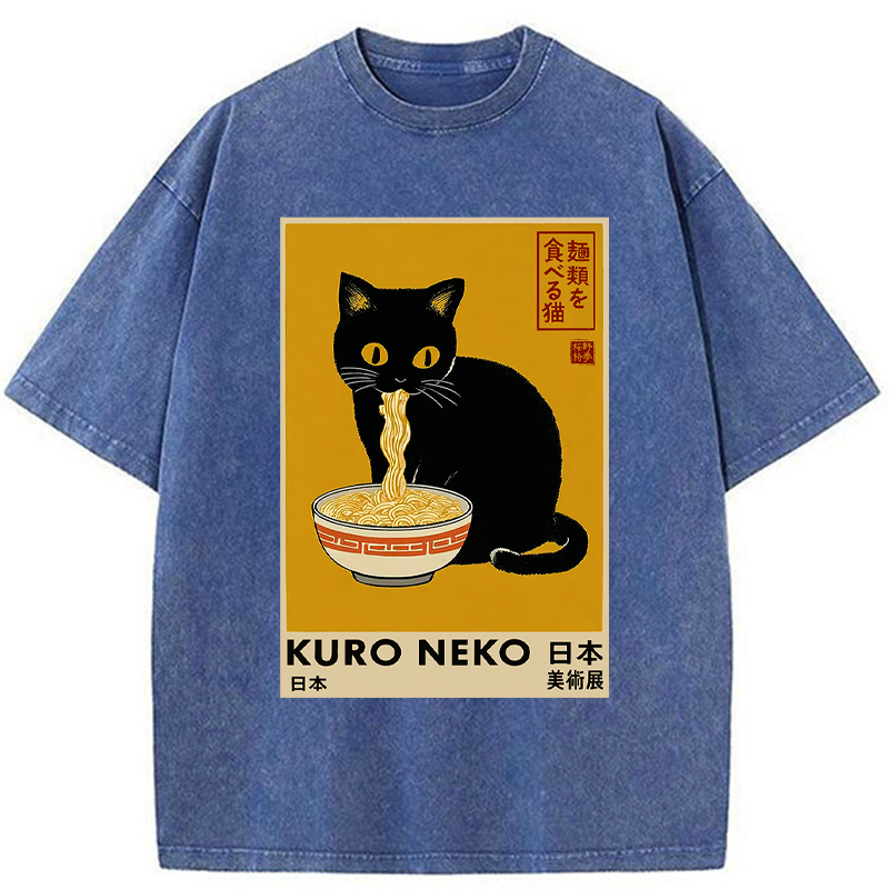 Tokyo-Tiger Kuro Neko Ramen Washed T-Shirt
