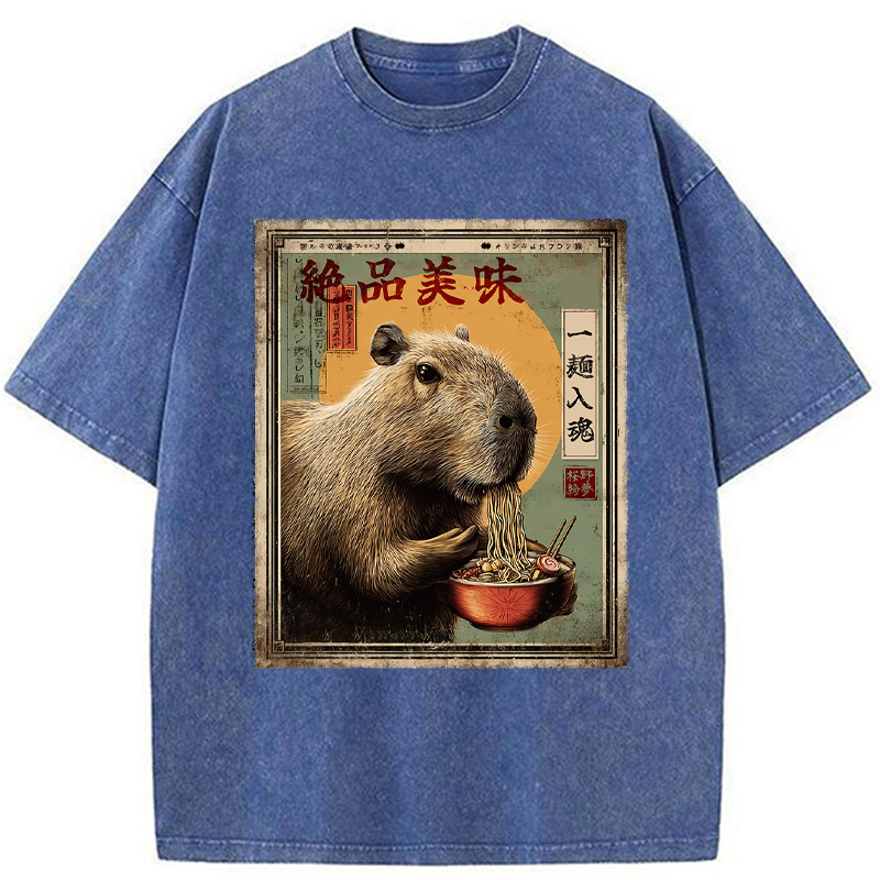 Tokyo-Tiger Capybara's Ultimate Feast Washed T-Shirt