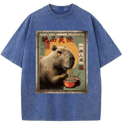 Tokyo-Tiger Capybara's Ultimate Feast Washed T-Shirt