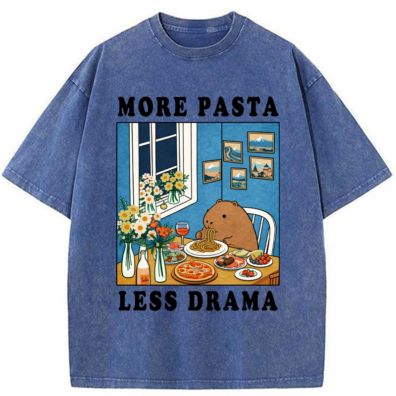 Tokyo-Tiger Capybara：More Pasta, Less Drama Washed T-Shirt