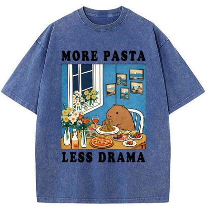Tokyo-Tiger Capybara：More Pasta, Less Drama Washed T-Shirt