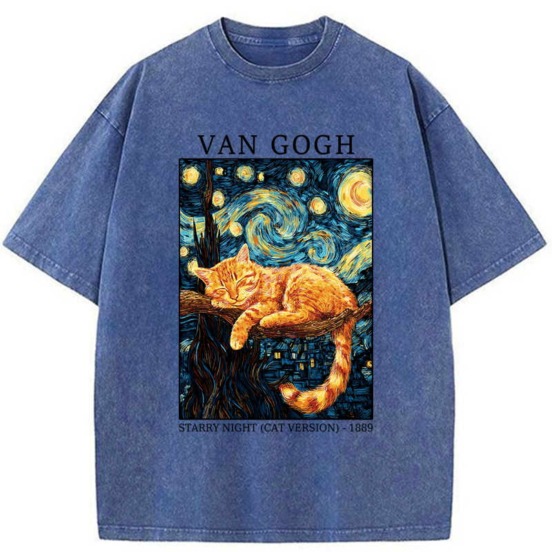 Tokyo-Tiger Starry Cat Dreams Washed T-Shirt