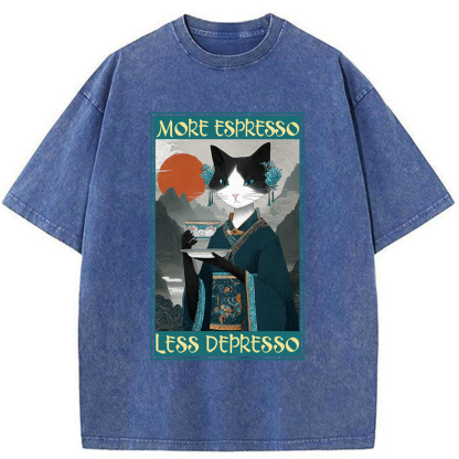 Tokyo-Tiger The Zen Barista Cat Washed T-Shirt