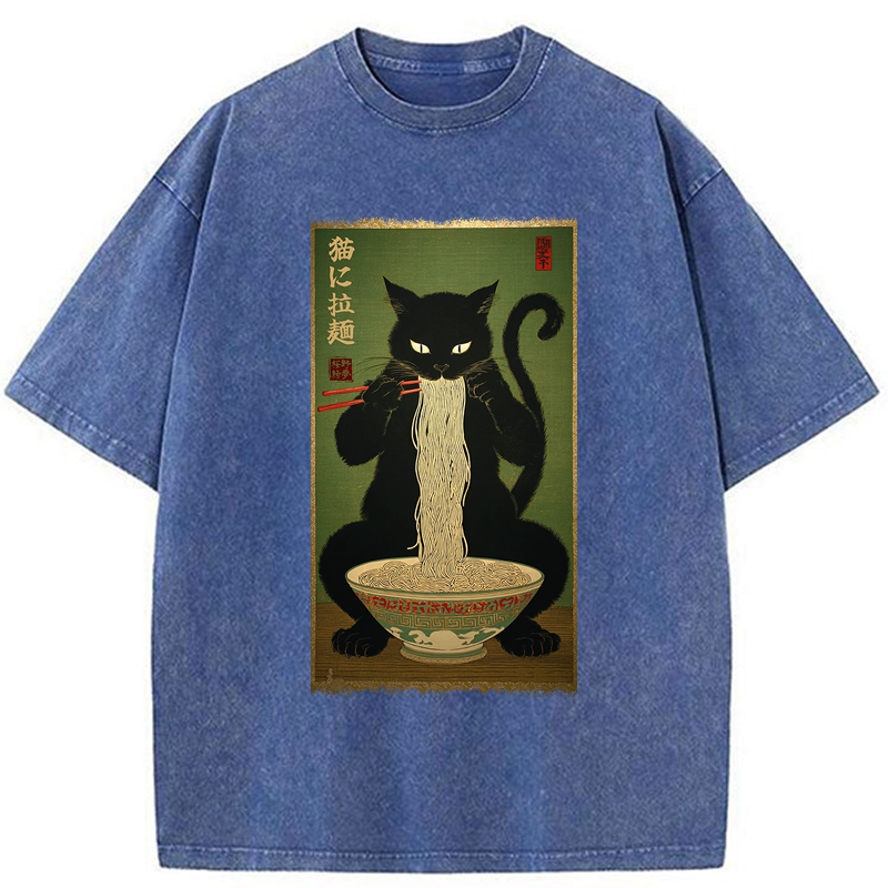 Tokyo-Tiger Noodle Master Cat Washed T-Shirt