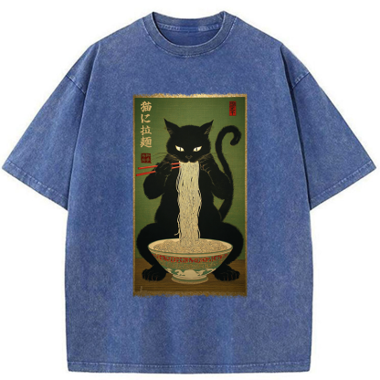 Tokyo-Tiger Noodle Master Cat Washed T-Shirt