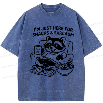 Tokyo-Tiger Funny Raccoons for snacks and sarcasm Washed T-Shirt