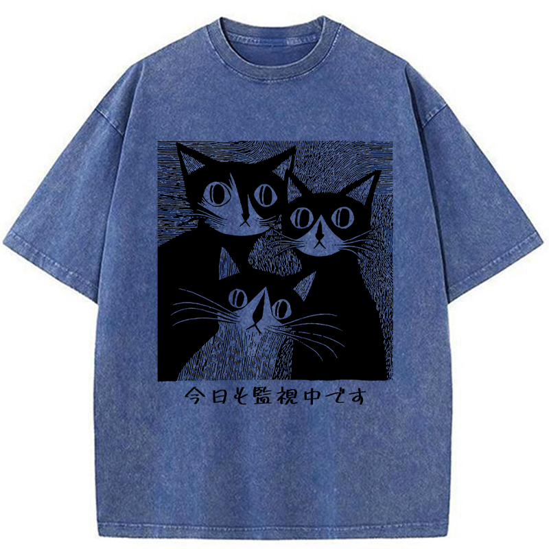 Tokyo-Tiger Feline Surveillance Squad Washed T-Shirt