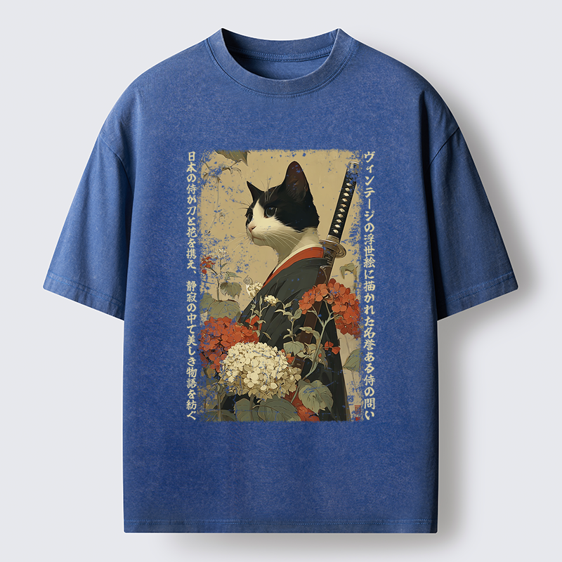 Tokyo-Tiger The Floral Samurai Washed T-Shirt