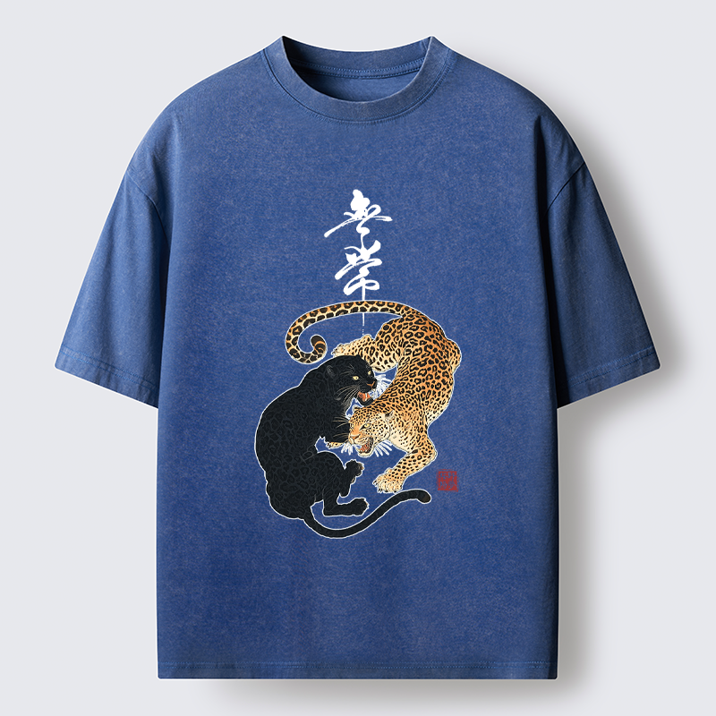 Tokyo-Tiger Impermanence Balance-Leopard Washed T-Shirt