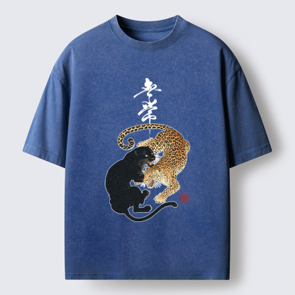 Tokyo-Tiger Impermanence Balance-Leopard Washed T-Shirt