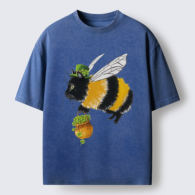 Tokyo-Tiger Lucky Buzz Cat Washed T-Shirt