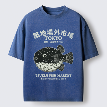 Tokyo-Tiger Pufferfish Tokyo Washed T-Shirt