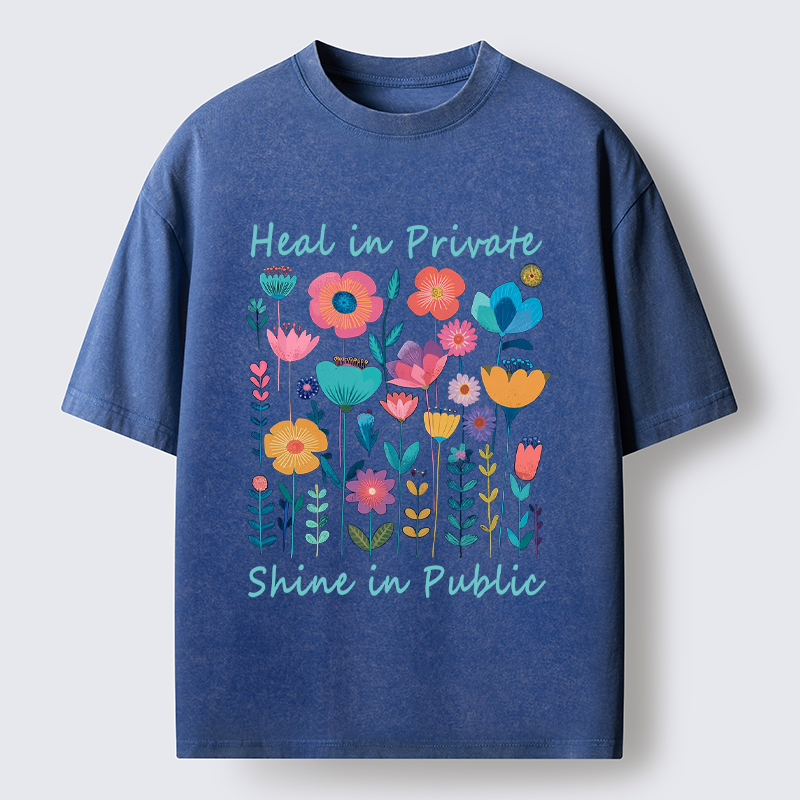 Tokyo-Tiger Wildflower Growth:The "Heal & Shine"Aesthetic Washed T-Shirt