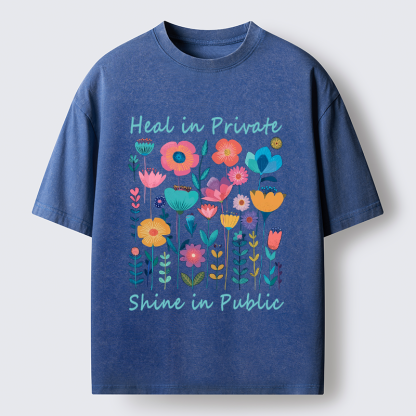 Tokyo-Tiger Wildflower Growth:The "Heal & Shine"Aesthetic Washed T-Shirt