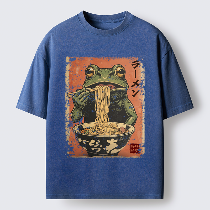 Tokyo-Tiger The Ramen Frog Poster Washed T-Shirt