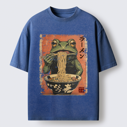 Tokyo-Tiger The Ramen Frog Poster Washed T-Shirt