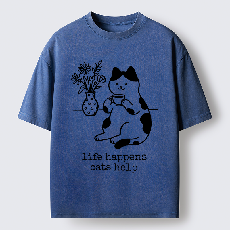 Tokyo-Tiger The "Everything's Fine"Cat Washed T-Shirt