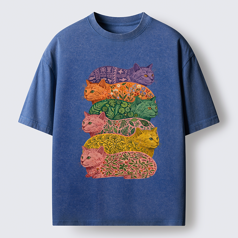Tokyo-Tiger Botanical Felines Stacking Washed T-Shirt