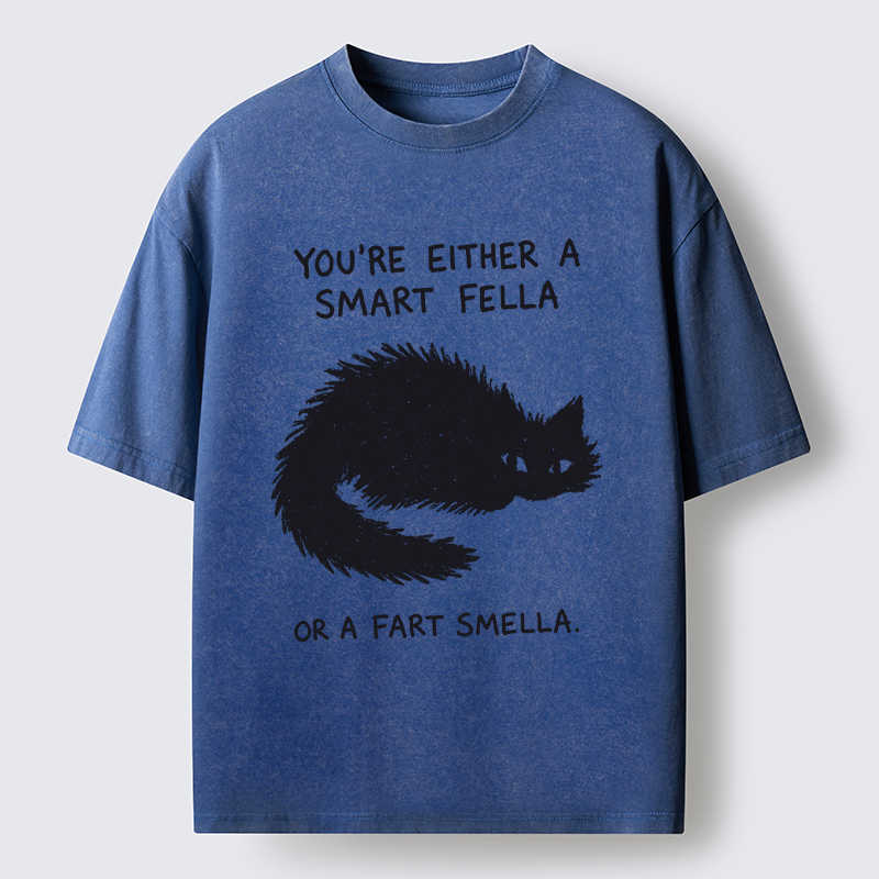 Tokyo-Tiger "Smart Fella" Punny Cat Washed T-Shirt