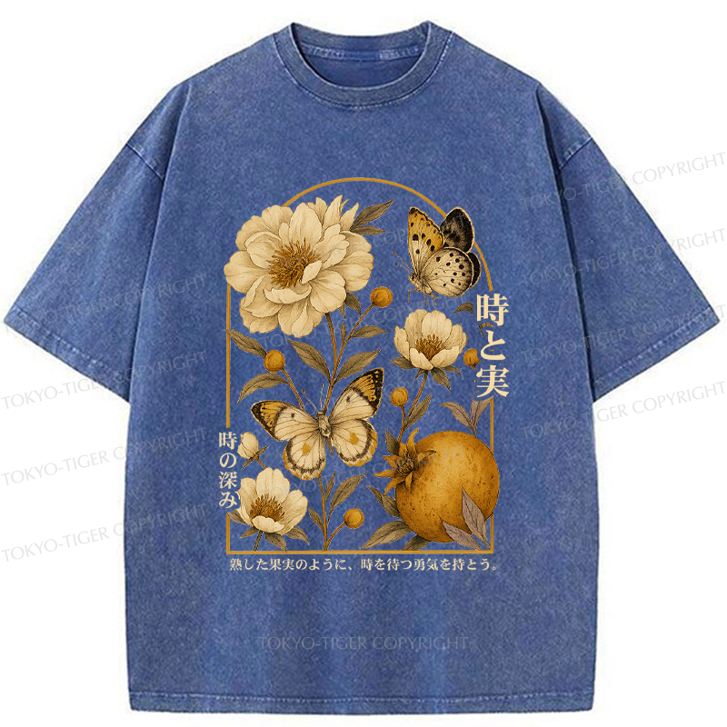 Tokyo-Tiger Flower, Dish, Fruit, Time Poster Washed T-Shirt