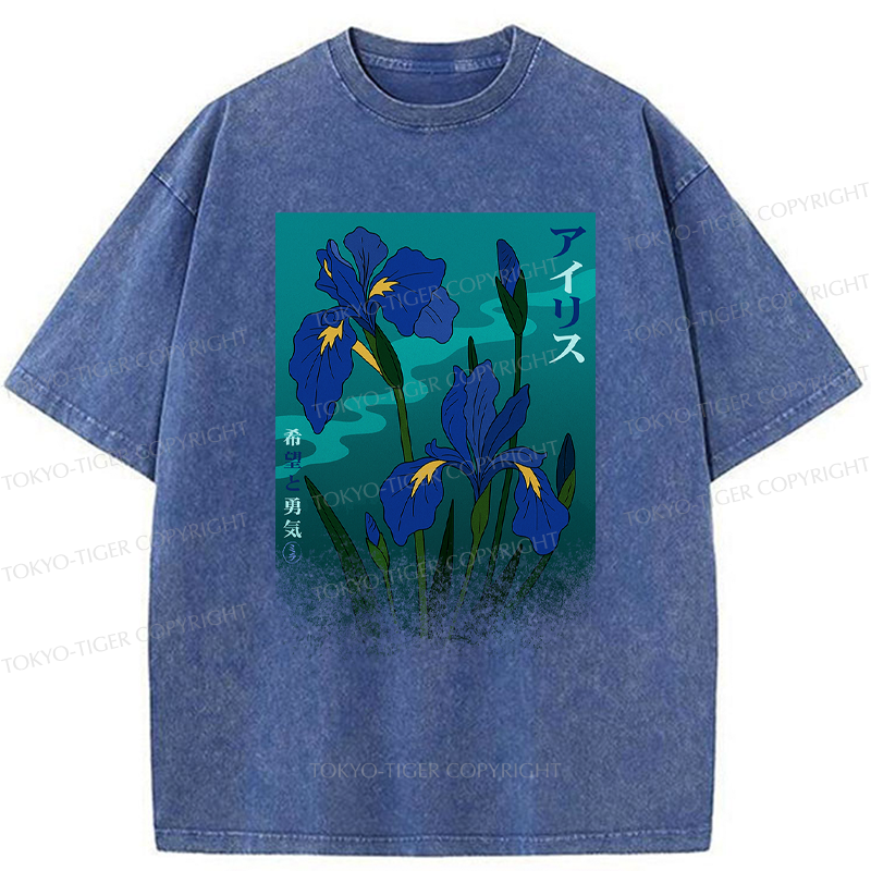 Tokyo-Tiger Iris flower-Hope and Courage Poster Washed T-Shirt