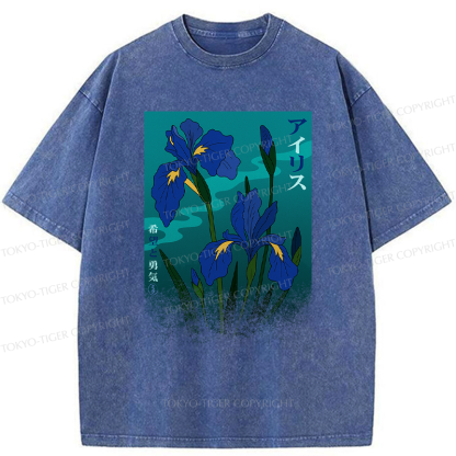 Tokyo-Tiger Iris flower-Hope and Courage Poster Washed T-Shirt