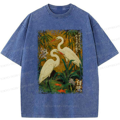 Tokyo-Tiger Egret-shaped straight shadow end Washed T-Shirt