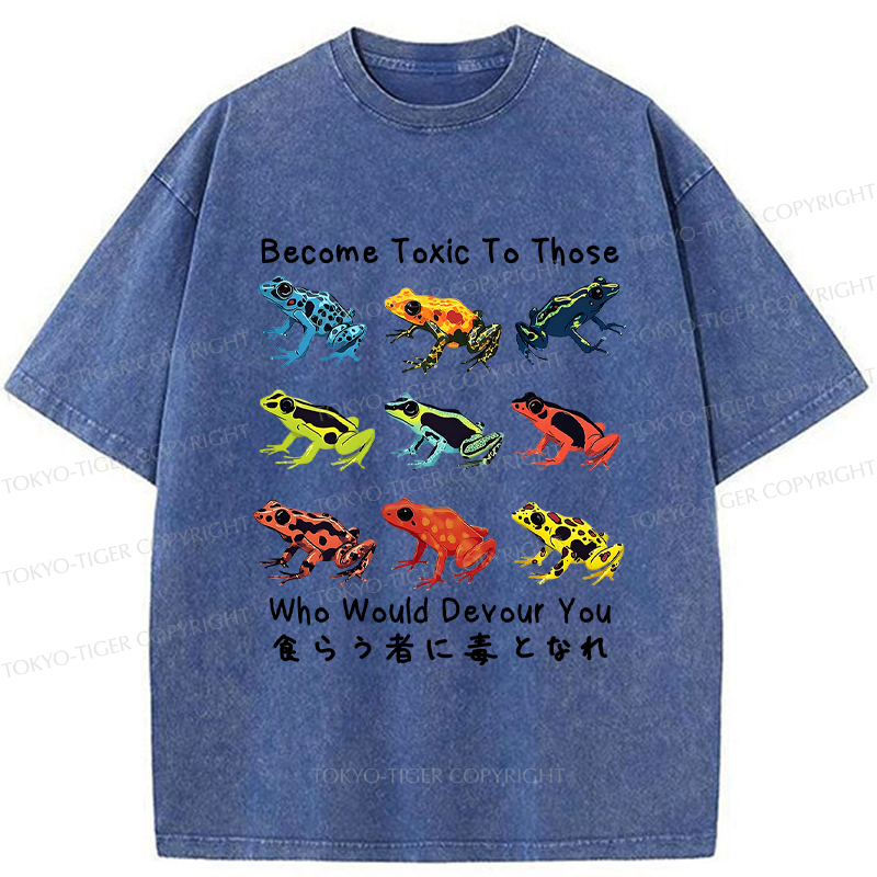 Tokyo-Tiger Funny Frog Poison Your Devourers Washed T-Shirt