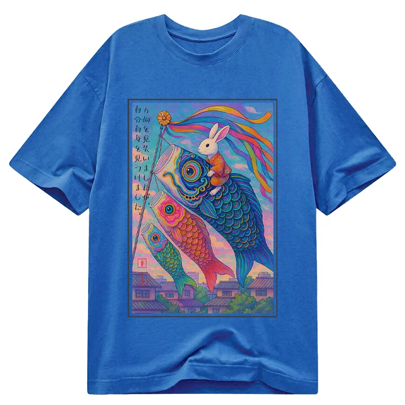 Tokyo-Tiger Ukiyoe Rabbit Ride Carp Streamer Poster T-Shirt