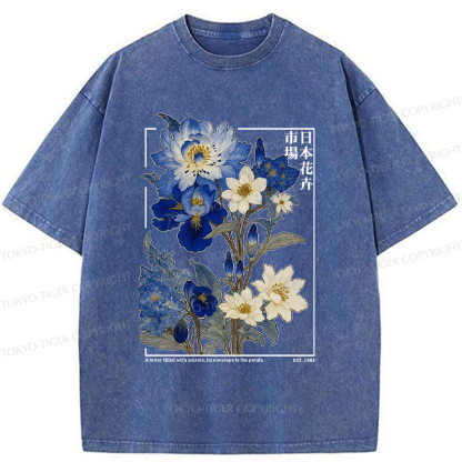 Tokyo-Tiger Japan Flower Market Vintage Washed T-Shirt
