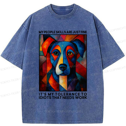 Tokyo-Tiger Funny Picasso Dog Meme Washed T-Shirt