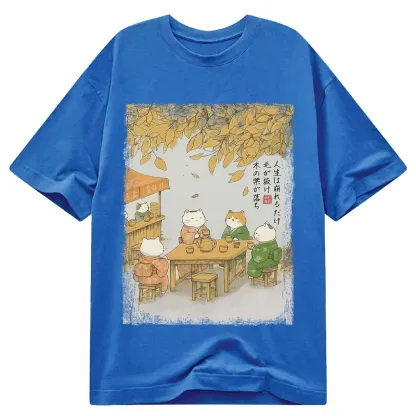 Tokyo-Tiger Cats Drinking Tea Under The Tree Classic T-Shirt