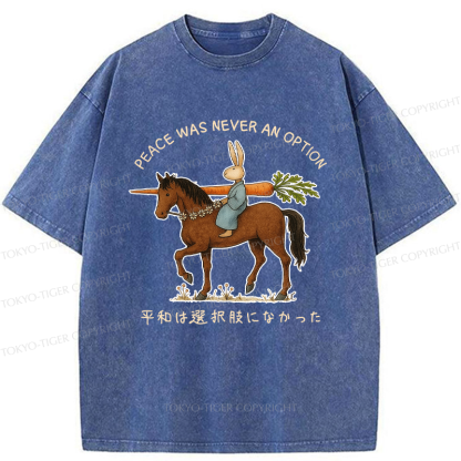 Tokyo-Tiger Funny Rabbit Samurai on Horseback Washed T-Shirt