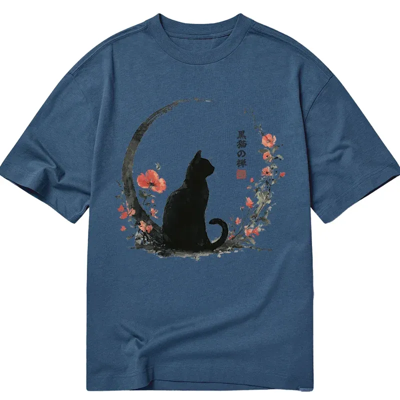 Tokyo-Tiger Black Cat And Flowers Classic T-Shirt