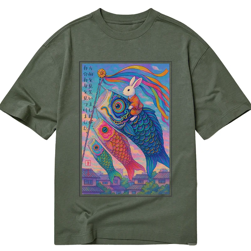 Tokyo-Tiger Ukiyoe Rabbit Ride Carp Streamer Poster T-Shirt