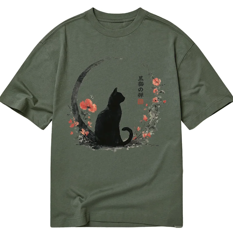 Tokyo-Tiger Black Cat And Flowers Classic T-Shirt