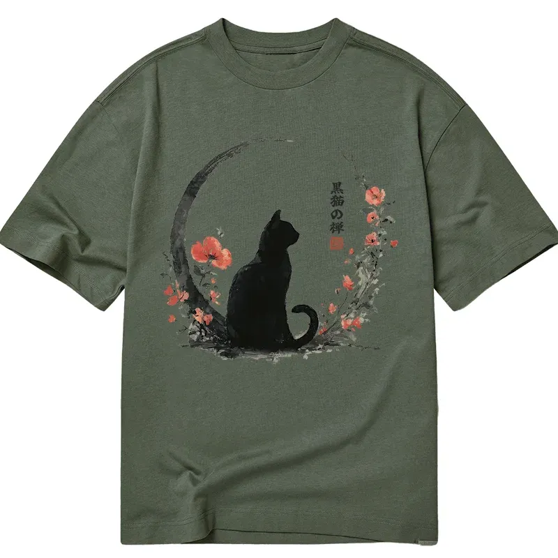 Tokyo-Tiger Black Cat And Flowers Classic T-Shirt